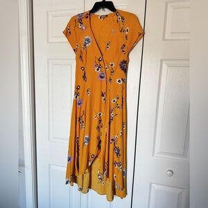 Free People Floral Wrap Dress in yellow